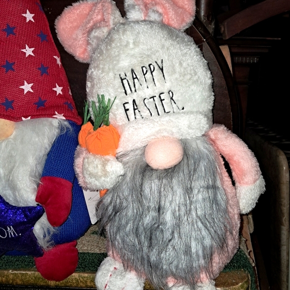 New! Rae Dunn HAPPY EASTER bunny plush Gnome decor - Picture 1 of 3